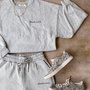 Blessed Mamma Embroidered Sweats and Sweatshirt